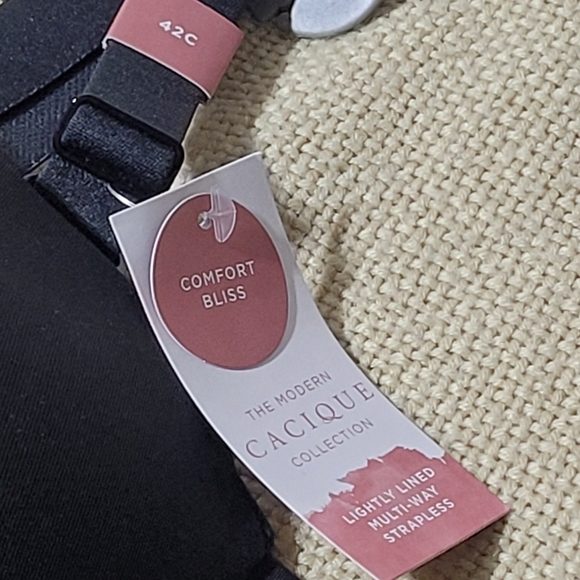 NWT Cacique Comfort Bliss Black Lightly Lined Multi-Way Strapless Bra (42C) - Picture 9 of 10
